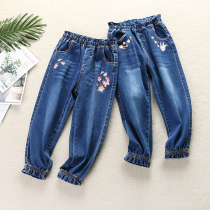 Girl Jeans Spring Dress 2022 New Tide Ocean Trendy Chic CUHK Children Pants Girl Spring Autumn Radish Long Pants