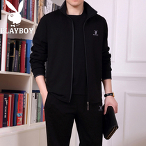 Playboy sports suit Mens spring and autumn middle-aged and elderly sportswear casual middle-aged father three-piece father suit