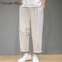 TOUCH MISS2021 summer linen thin mens pants retro casual fashion loose breathable harem pants