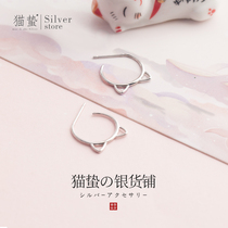 Cat Jellyfish S925 Pure Silver Kitty Earrings Woman Cute Fresher Brief about 100 Lapped Lukewarm Wind Superior Ear Ear Accessories