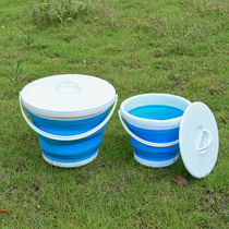 Foldable bucket with lid on car carwash fishing fine art wash pen portable outdoor travel home small telescopic barrel