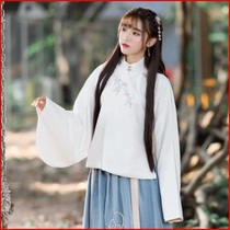 Womens oblique Hanfu set skirt style national traditional lapel daily Chinese dress female collar embroidered Hanfu jacket