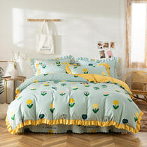 Korean version of minimalist Thickened Milled Cotton Bed cotton bed Skirt Bed Cover Bed Cover Bed Cover 1 5m1 8m2 meter 4 pieces