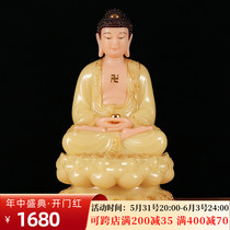 Han Bai jade Sakyamuni Buddha Buddha statue Buddha Hall temple Sanbao Buddhist pendulum pieces Huangyu inlaid gold Amitabu Buddhist Master Buddha