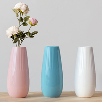 Nordic minimalist modern ceramic vase ornaments living room dried flower arrangement flower flower arrangement home bedside decorations white and blue powder