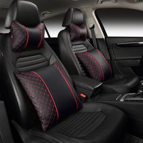 Car headrest pillow car seat neck pillow a pair of four seasons full leather neck pillow lumbar pillow car supplies