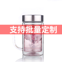 Glass office Cup with handle lead-free glass water Cup teacup double transparent tea cup with lid