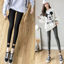 Put the pants in the spring and autumn black high waist tight thin winter magic nine-minute footpants large yards