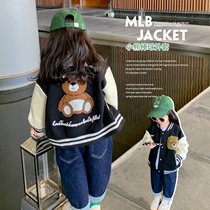 Girl Coats Spring Autumn 2022 New Children Trendy Foreign Air Children Korean Version Blouse Women Baby Spring Dress Baseball Suit