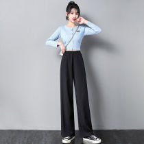 Snowspun Broadlegged Pants Woman Pants High Waist Pituitary Suit Loose Straight Drum Spring Summer Thin and thin black casual drag