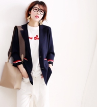 Spring coat women 2018 New temperament fashion British style casual commuter suit collar 7-point sleeve knitted cardigan