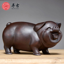 Looking for ancient ebony wood carving zodiac pig ornaments a pair of solid wood carving animals pig mahogany crafts home living room decoration