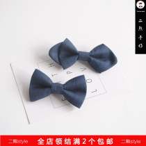 Two bears hand-made old childrens bow tie deep blue baby baby bow tie 100 days old baby bow tie