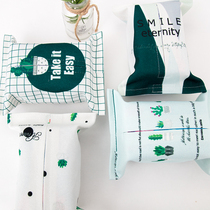 ins Wind hipster check cactus tissue box tea table toilet moisture-proof paper box cotton and linen roll paper storage