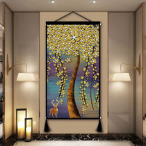 The porch is a large decoration and hanging painting. Modern Nordic wealth tree mystery deer cloth art hanging cloth corridor aisle wall painting