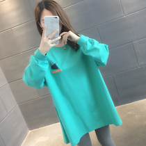 Early spring cash in the middle of a long sweatshirt woman dress 2022 new Euro-goods blouse Korean version loose dress Spring and autumn slim fit jacket