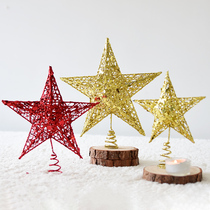 Nuoqi Wrought iron glitter Christmas Tree star top decoration Spring tree top star five-pointed star Christmas decoration