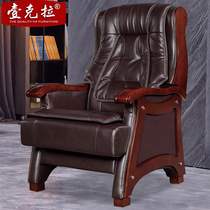 Solid wood boss chair four-legged leather class chair log home computer chair solid wood foot high-end office chair