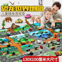 Simulation dinosaur large map Jurassic dinosaur world Park Childrens game mat toy traffic parking lot scene