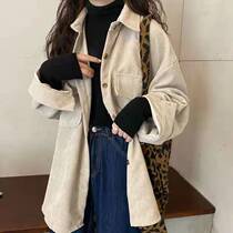 Light core suede shirt jacket female autumn and winter outings thickened retro port taste long sleeves shirt loose and slurred slurred