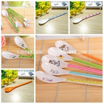 Childrens long handle small plastic spoon baby baby plastic spoon safety spoon melamine coffee spoon kids tableware