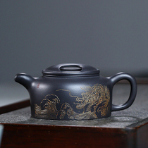 Starting at one dollar dual-country work products National Industrial Road Qunxing Cattle cover lotus seeds Purple sand pot Tian Tianqing 300cc handmade g