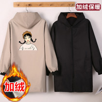 Long-sleeved and thickened apron waterproof household female fashion coat warm cover adult work clothes customized