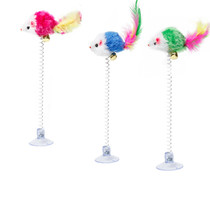 Swing mouse sucker spring feather mouse with bell sound mouse Cat toy Cat Toy Factory