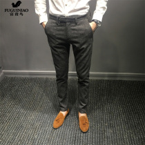 Rich and expensive bird casual pants for men with small leggings 2021 new trendy mens plaid pants Business Western pants Long pants