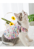 New Cat Clothes Thin summer break Flowers Breathable Teddy Small Dog Kennel Catwalk Dress With Dress Pet Vest