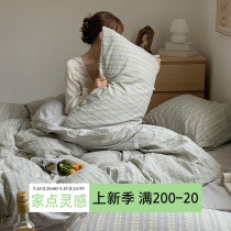 ins full cotton washed cotton four pieces of pure cotton color weave jacquard quilt cover Home Four Seasons Xinjiang long suede cotton bed goods 4