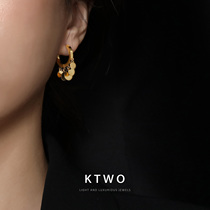 Korean fashion new kgold tassel round earrings female ins tide personality simple earrings niche cold wind
