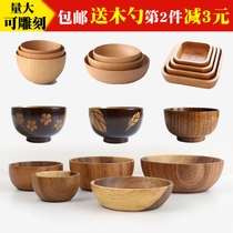 Japanese jujube wooden bowl childrens bowl rice bowl large Noodle Bowl dessert bowl salad bowl cherry blossom bowl wooden cutlery set