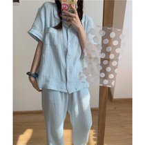 Two-piece pajamas with short-sleeved trousers The new home-dressed in spring and summer 2023