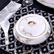 High-end West Lake feast Phnom Penh Court style with cover and plate Bone China stew pot Stewed Birds nest Sharks fin Sea Cucumber Hotel wing cup
