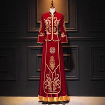 High-end Xiuhe clothing bride 2021 new high-end velvet dress out of the cabinet clothing dragon and phoenix gown slim simple female winter