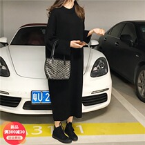 Pregnant women dress autumn and winter tide mother Korea loose size over the knee long warm base knitted pregnant women long dress