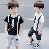 Boy summer fit short sleeve suit 2021 new double Patire baby 2 1 1 3 years old 90 Little boy clothes Summer