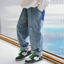Boys jeans tide handsome fashion 2021 autumn clothes new childrens pants Spring Autumn big boy