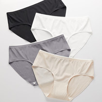 women's white underwear ice silk seamless one piece pure cotton mid waist solid color simple girls' briefs thin head