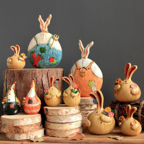 Creative resin rabbit ornaments home living room childrens room office desktop knick cartoon rabbit birthday gift