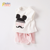 Baby little girl baby summer dress 0 one 1-2-3 years old summer short sleeve suit cute Korean version of foreign style clothes summer