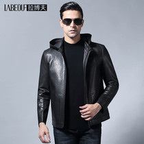 Labov Leather Clothing Mens Mountain Goat Leather leather upfront jacket in old age black Lianhood Anti-scalding and burn-free