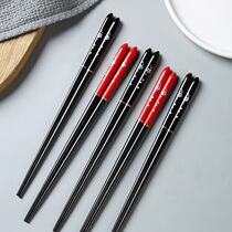 Japanese cherry blossom solid wood chopsticks single and double set household tableware pointed chopsticks non-slip fast fast green wood chopsticks