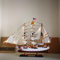 Modern decorations Wooden sailing model living room entrance creative ornaments with lights Smooth sailing gift to the leader