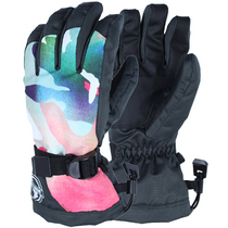 Ski gloves womens points plus velvet thickened warm touch screen veneer double board windproof waterproof wear-resistant ski equipment