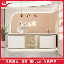 Simple modern clothing shop beauty salon lavish bar stainless steel cash register dance training front counter reception desk