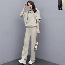 2021 spring new Korean fashion sports suit hooded sweater loose 2 two-piece cardigan tide net red section