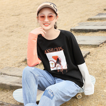 Girls autumn clothing sweatshirt 2022 new net red 12 fake two casual loose 15 years old CUHK child long sleeve blouse 13