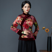 Chinese classic autumn and winter cheongsam 2021 new long-sleeved top improved fashion slim lady Tang dress top female